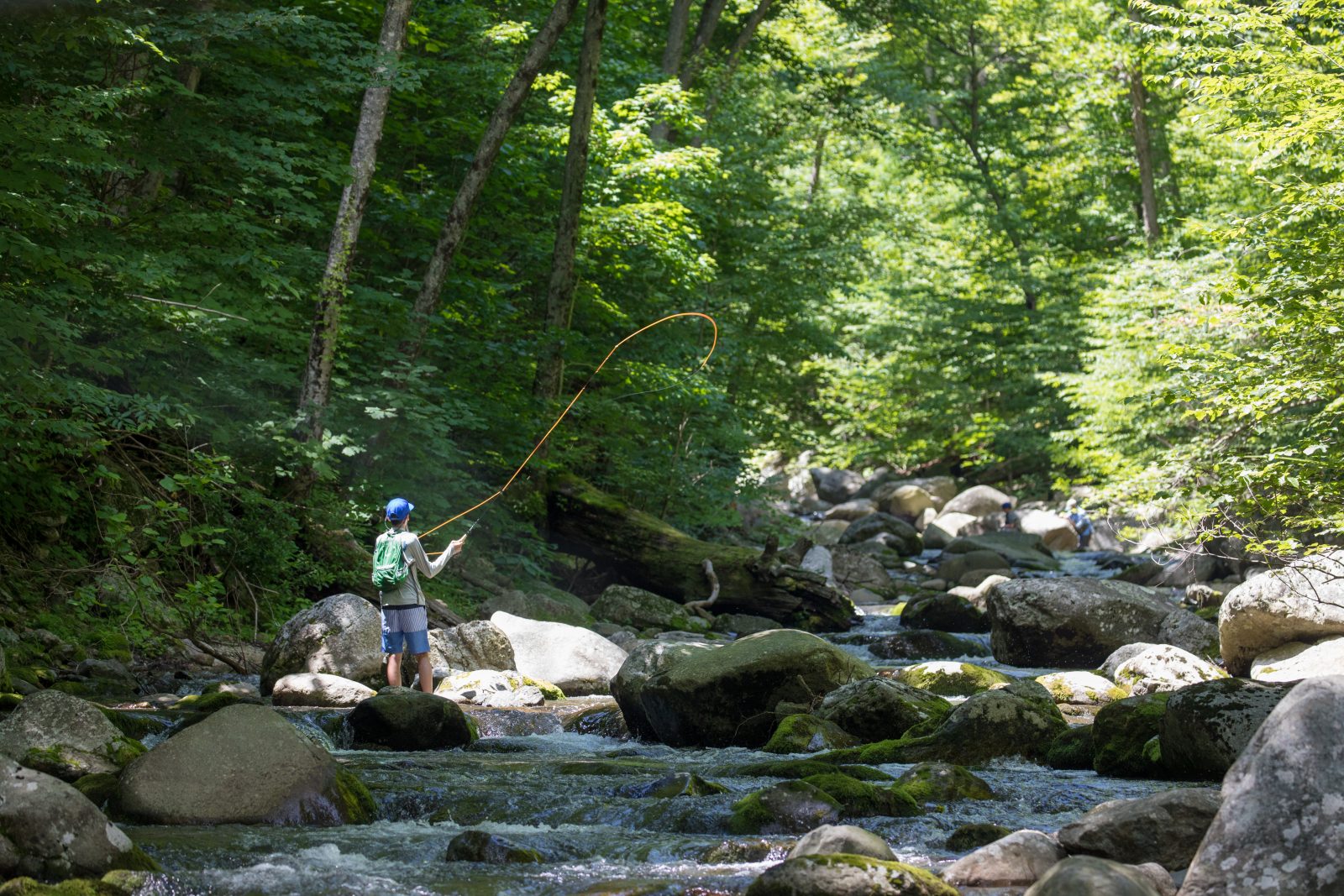 An angler flyfishing in a river